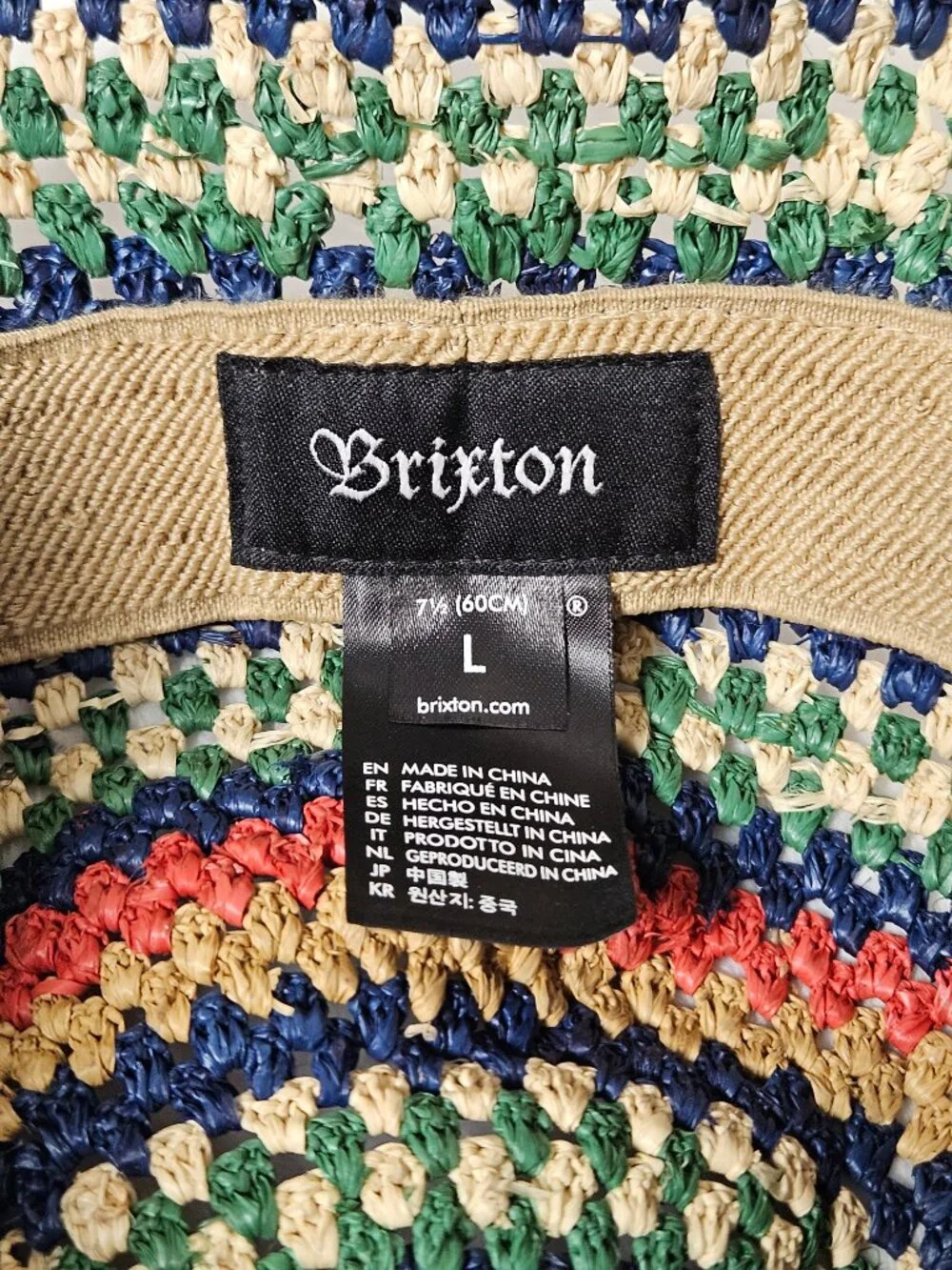 Brixton Straw Bucket Hat Large L 7 1/2 Multicolor Crochet Woven Boho Festival
